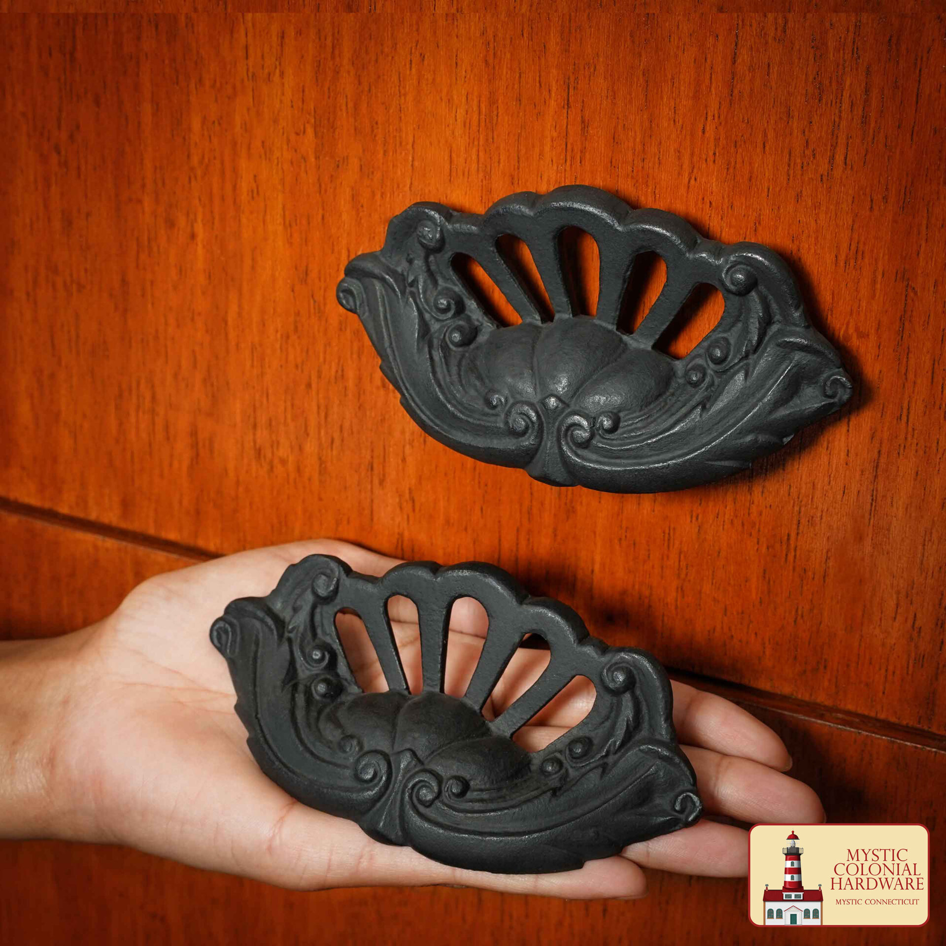Victorian Era Cast Iron Drawer Pulls-500105OB-4SET 1 Hand Forged Iron Cabinet Knob Pull Antique Rustic Knobs for Kitchen Cabinet Drawer Pull Handles with Hardware