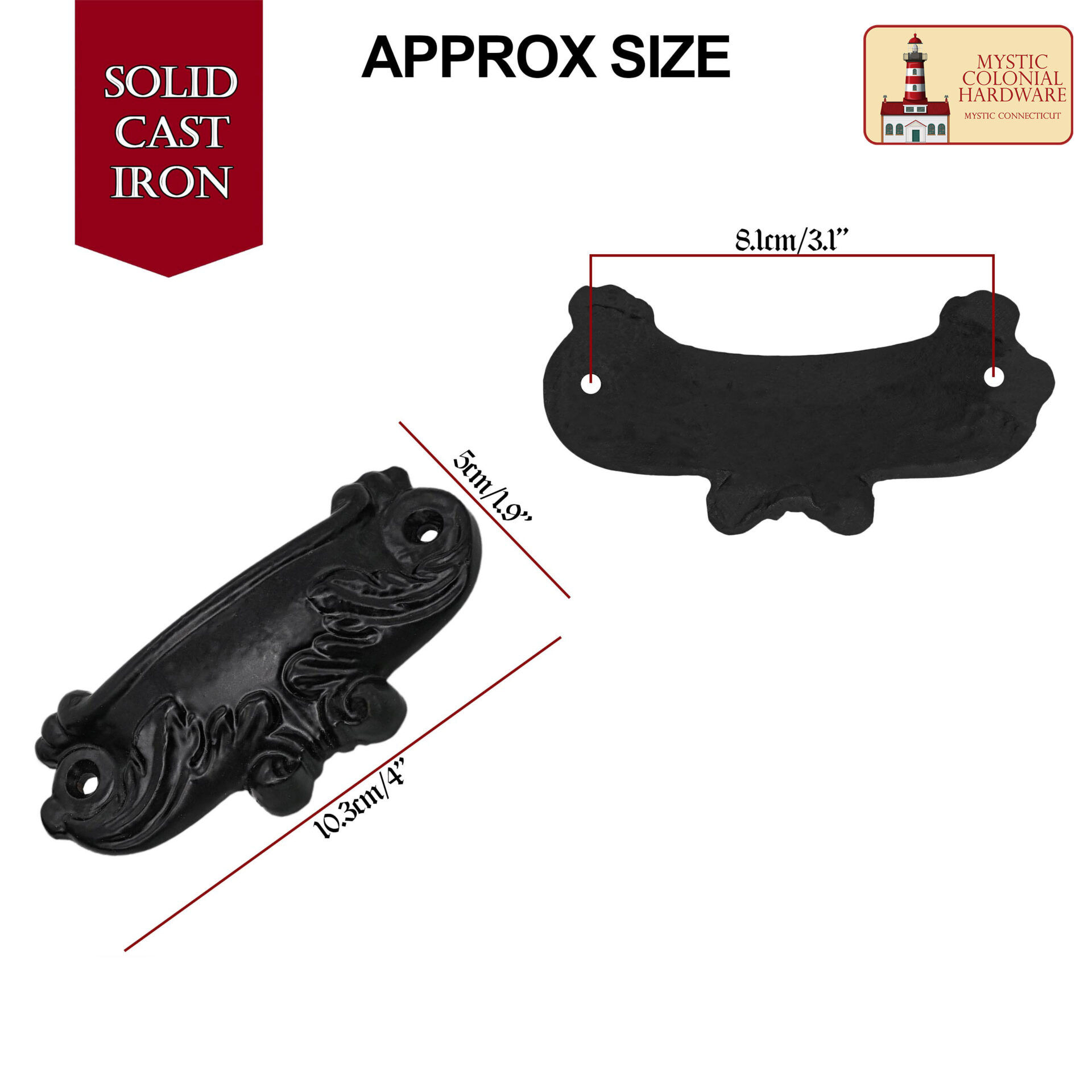 Victorian Era Cast Iron Drawer Pulls-500107OB-4SET 2 Rustic Cast Iron Drawer Pulls Cabinet Cup Pulls: Ideal for Victorian, Colonial, Retro, Steampunk, Gothic, Baroque, and Medieval Settings, (10.3×5) cm