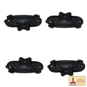 Victorian Era Cast Iron Drawer Pulls-500107OB-4SET 3 Rustic Cast Iron Drawer Pulls Cabinet Cup Pulls: Ideal for Victorian, Colonial, Retro, Steampunk, Gothic, Baroque, and Medieval Settings, (10.3×5) cm