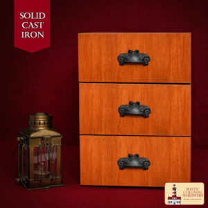 Rustic Cast Iron Drawer Pulls Cabinet Cup Pulls: Ideal for Victorian, Colonial, Retro, Steampunk, Gothic, Baroque, and Medieval Settings, (10.3×5) cm