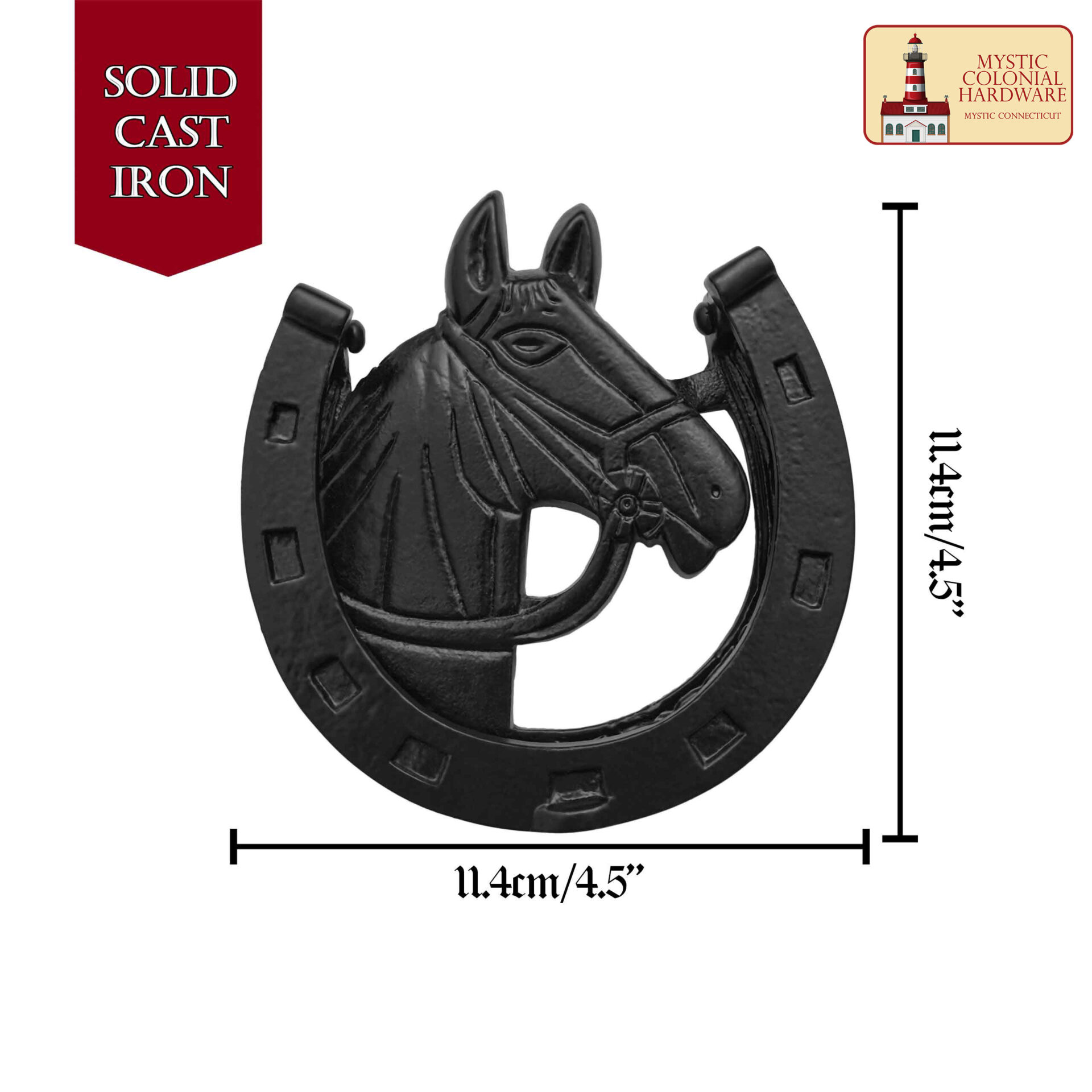 Victorian Era Cast Iron Knocker-500075 2 Forged Iron Antique Horse Hammer Door Knocker Finish Oil Blackened