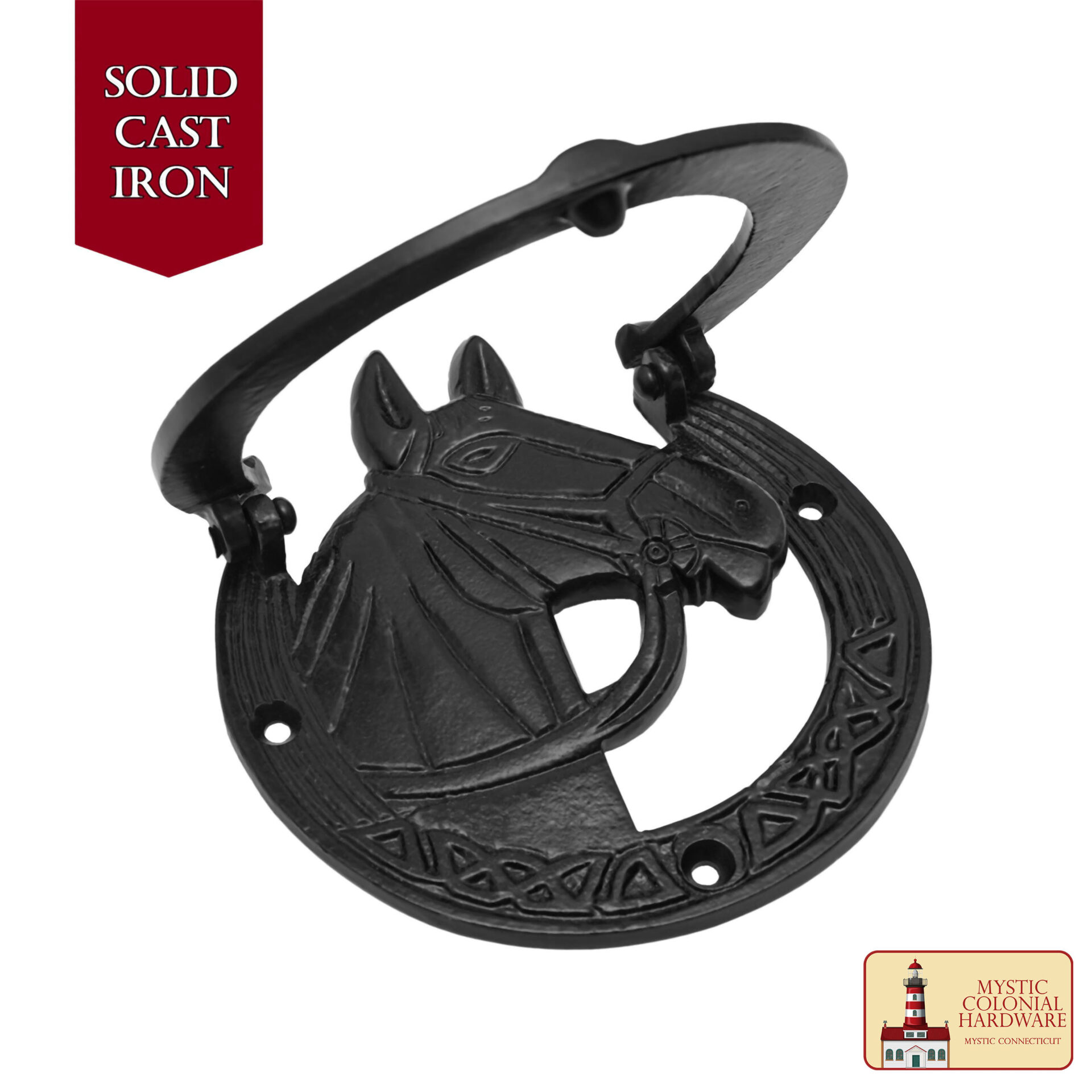 Victorian Era Cast Iron Knocker-500075 3 Forged Iron Antique Horse Hammer Door Knocker Finish Oil Blackened