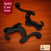 Victorian Era Cast Iron Wall Hooks-500145OB-2SET 1 Rustic Cast Iron Wall Hooks : Ideal for Victorian, Colonial, Retro, Steampunk, Gothic, and Baroque Settings (12×3.8) cm