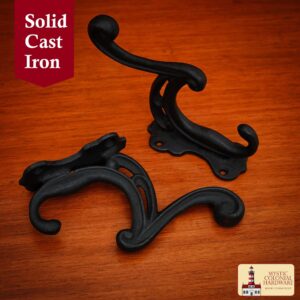 Rustic Cast Iron Wall Hooks : Ideal for Victorian, Colonial, Retro, Steampunk, Gothic, and Baroque Settings (12×3.8) cm
