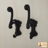 Victorian Era Cast Iron Wall Hooks-500145OB-2SET Rustic Cast Iron Wall Hooks : Ideal for Victorian, Colonial, Retro, Steampunk, Gothic, and Baroque Settings (12×3.8) cm