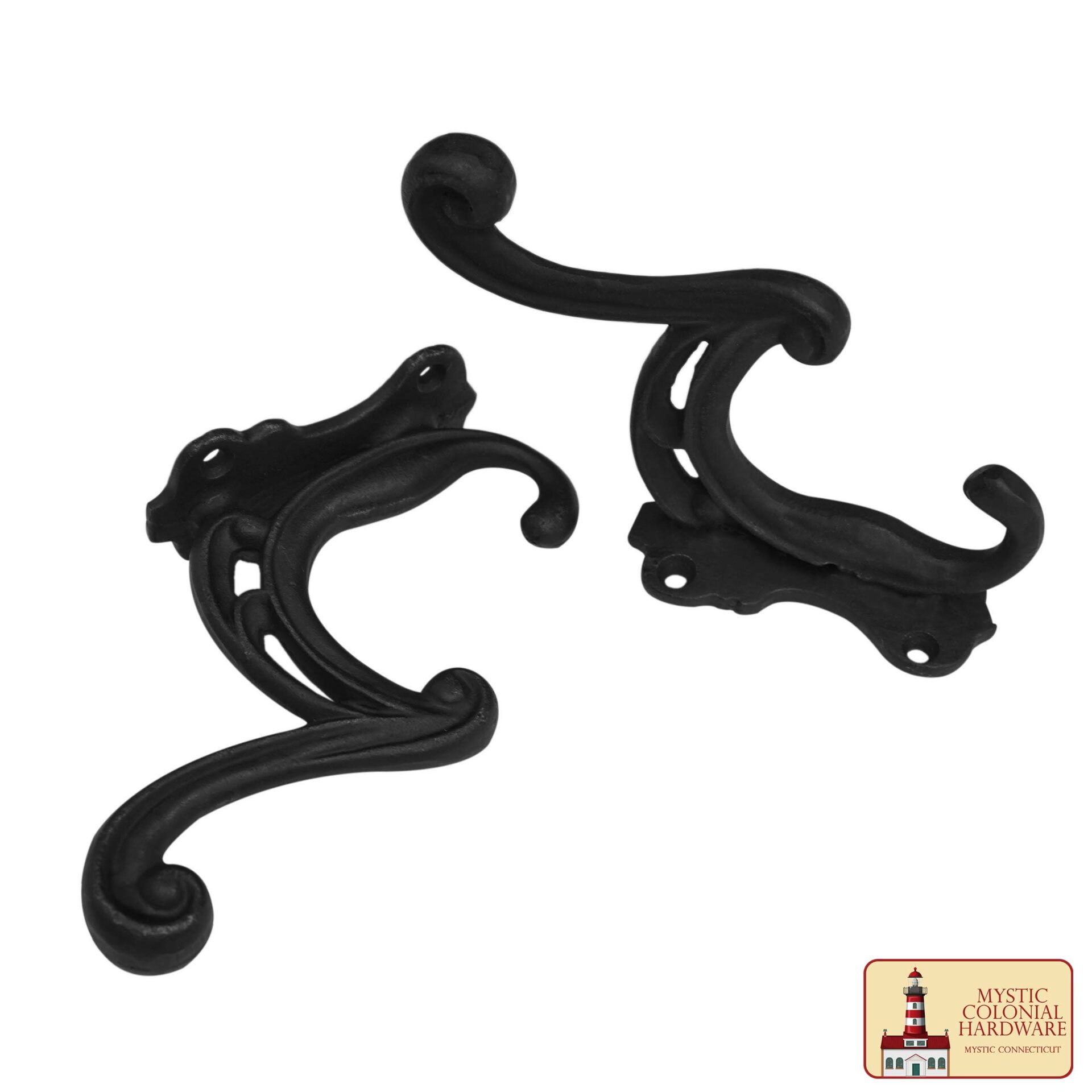Victorian Era Cast Iron Wall Hooks-500145OB-2SET 3 Rustic Cast Iron Wall Hooks : Ideal for Victorian, Colonial, Retro, Steampunk, Gothic, and Baroque Settings (12×3.8) cm