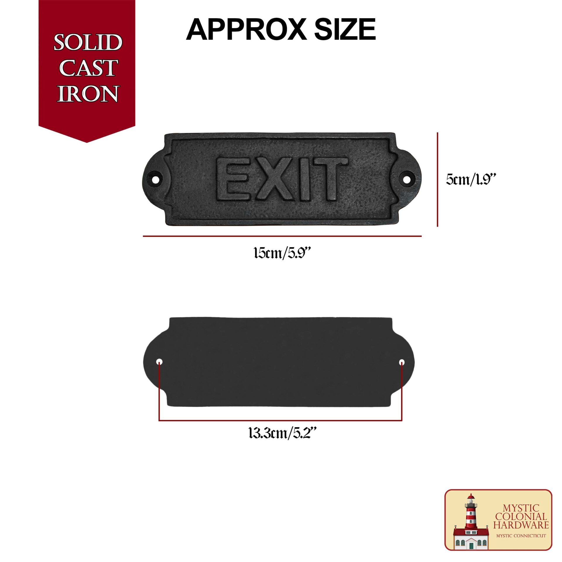 Solid Forged Iron Vintage EXIT Sign – Handmade Cast Iron Door Plaque – Rustic Industrial Hardware Accessory (15 x 5 cm) Vintage Exit Sign
