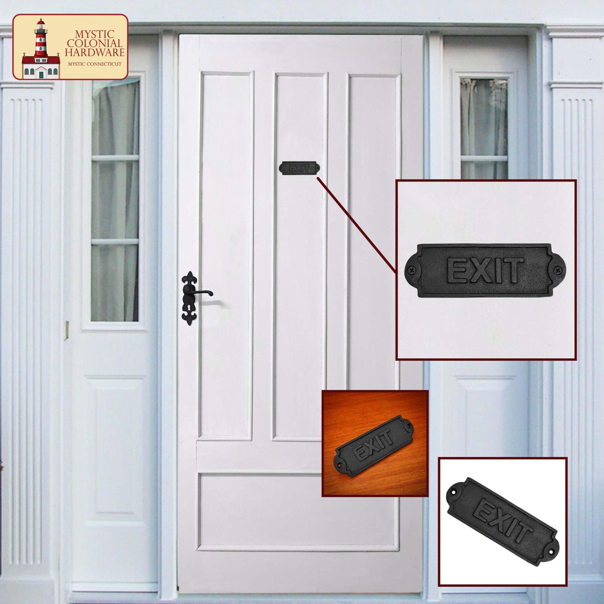 Solid Forged Iron Vintage EXIT Sign – Handmade Cast Iron Door Plaque – Rustic Industrial Hardware Accessory (15 x 5 cm) Vintage Exit Sign