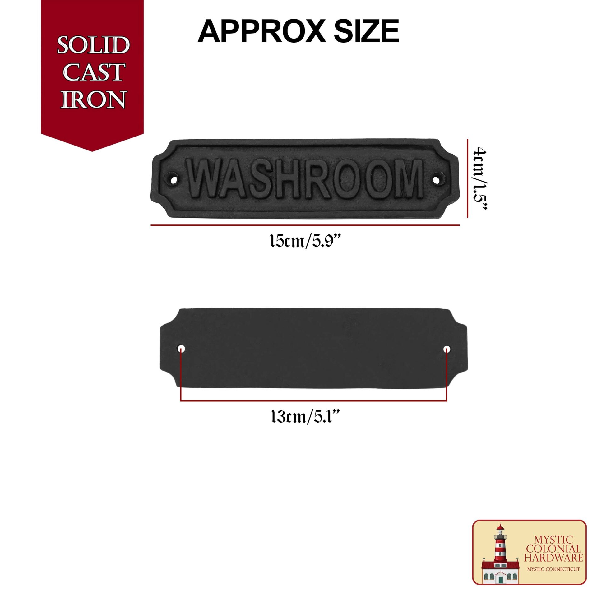 Victorian Era Solid Cast Iron Door Sign Plate-500181 2 Solid Forged Iron Vintage Washroom Sign for Doors Handmade Hardware Accessory