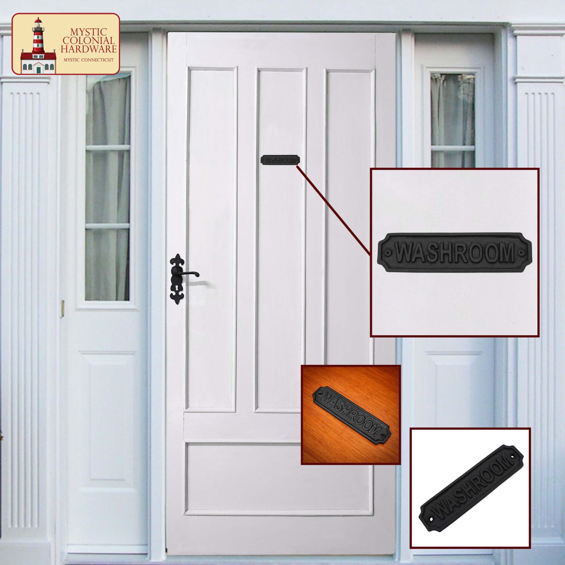 Victorian Era Solid Cast Iron Door Sign Plate-500181 5 Solid Forged Iron Vintage Washroom Sign for Doors Handmade Hardware Accessory