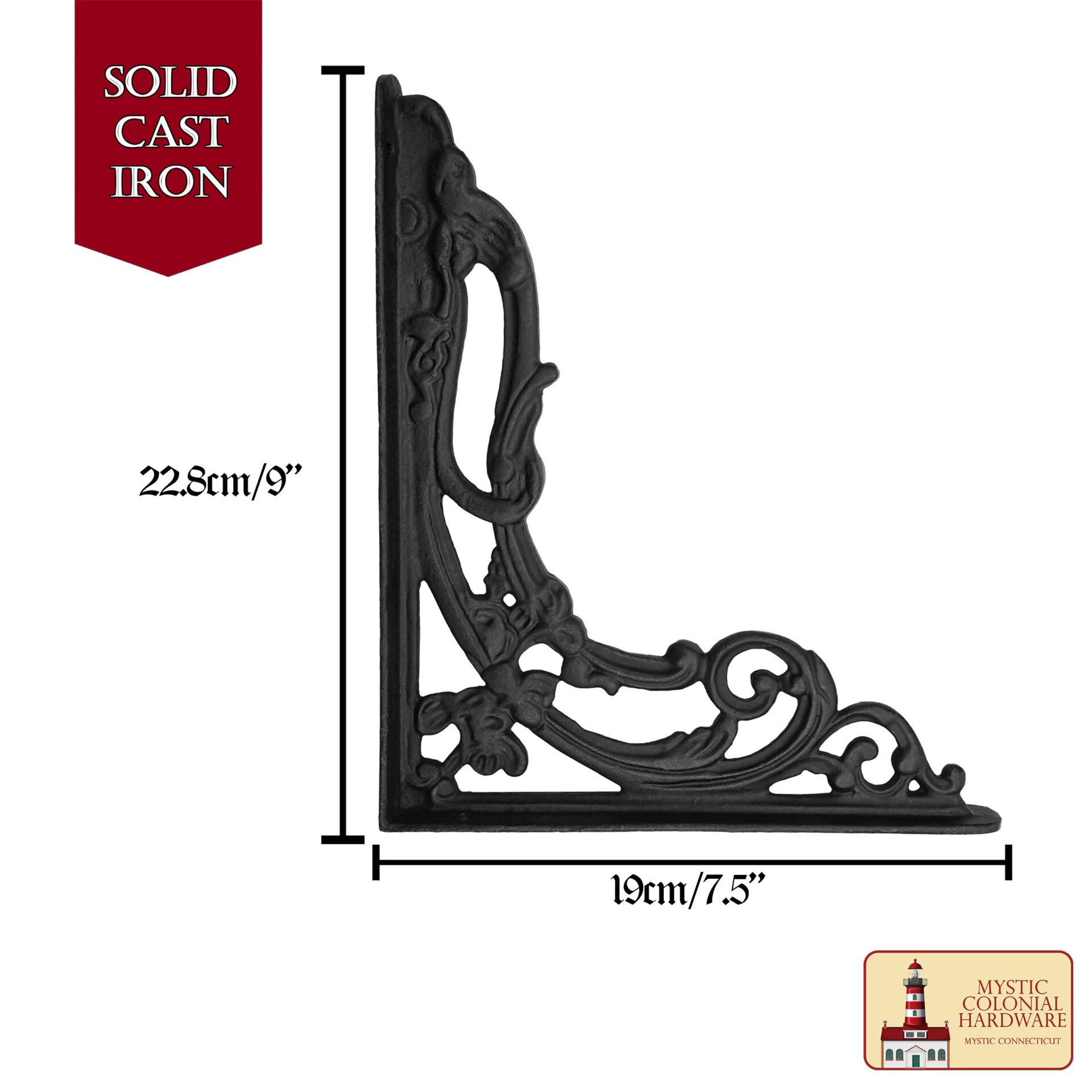 Victorian Era Solid Cast Iron Shelf Bracket-500142OB 2 Shelf Brackets