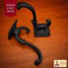 Victorian Era Solid Cast Iron Wall Hooks-500147OB-2SET 1 Rustic Cast Iron Wall Hooks