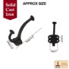 Rustic Cast Iron Wall Hooks : Ideal for Victorian, Colonial, Retro, Steampunk, Gothic, and Baroque Settings ( 11 x 3.8 ) cm