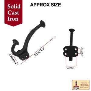 Rustic Cast Iron Wall Hooks : Ideal for Victorian, Colonial, Retro, Steampunk, Gothic, and Baroque Settings ( 11 x 3.8 ) cm