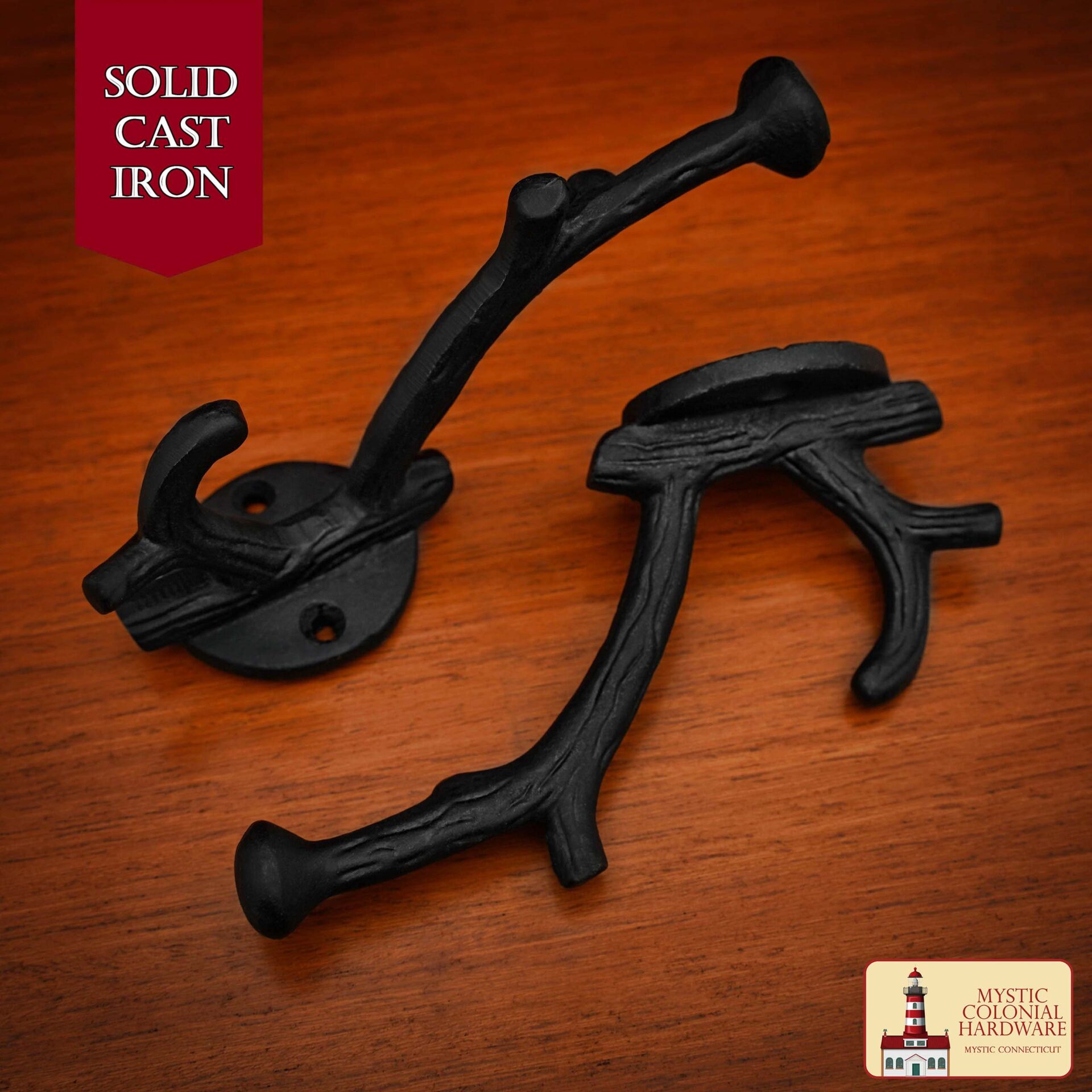 Victorian Era Solid Cast Iron Wall Hooks-500150OB-2SET 1 Rustic Cast Iron Wall Hooks, Heavy Duty Retro Utility Hooks for Hanging Coat, Bag, Towel, Robe, Hat and More, Finish: Oil Blackened