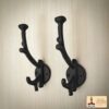 Victorian Era Solid Cast Iron Wall Hooks-500150OB-2SET Rustic Cast Iron Wall Hooks, Heavy Duty Retro Utility Hooks for Hanging Coat, Bag, Towel, Robe, Hat and More, Finish: Oil Blackened