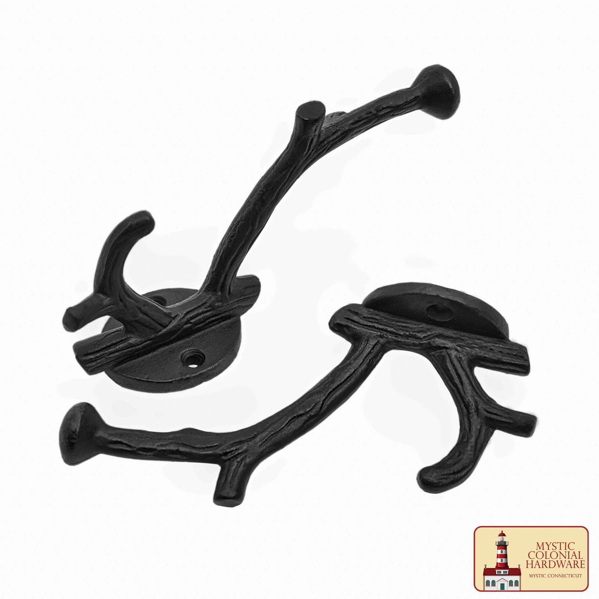 Victorian Era Solid Cast Iron Wall Hooks-500150OB-2SET 3 Rustic Cast Iron Wall Hooks, Heavy Duty Retro Utility Hooks for Hanging Coat, Bag, Towel, Robe, Hat and More, Finish: Oil Blackened