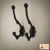 Victorian Era Solid Cast Iron Wall Hooks-500233OBL-2SET Rustic Cast Iron Wall Hooks, Heavy Duty Retro Utility Hooks for Hanging Coat, Bag, Towel, Robe, Hat and More, Black : Large
