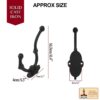 Victorian Era Solid Cast Iron Wall Hooks-500233OBL-2SET 2 Rustic Cast Iron Wall Hooks, Heavy Duty Retro Utility Hooks for Hanging Coat, Bag, Towel, Robe, Hat and More, Black : Large