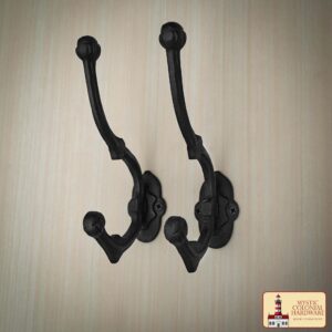 Rustic Cast Iron Wall Hooks, Heavy Duty Retro Utility Hooks for Hanging Coat, Bag, Towel, Robe, Hat and More, Black : Large