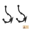 Victorian Era Solid Cast Iron Wall Hooks-500233OBL-2SET 4 Rustic Cast Iron Wall Hooks, Heavy Duty Retro Utility Hooks for Hanging Coat, Bag, Towel, Robe, Hat and More, Black : Large
