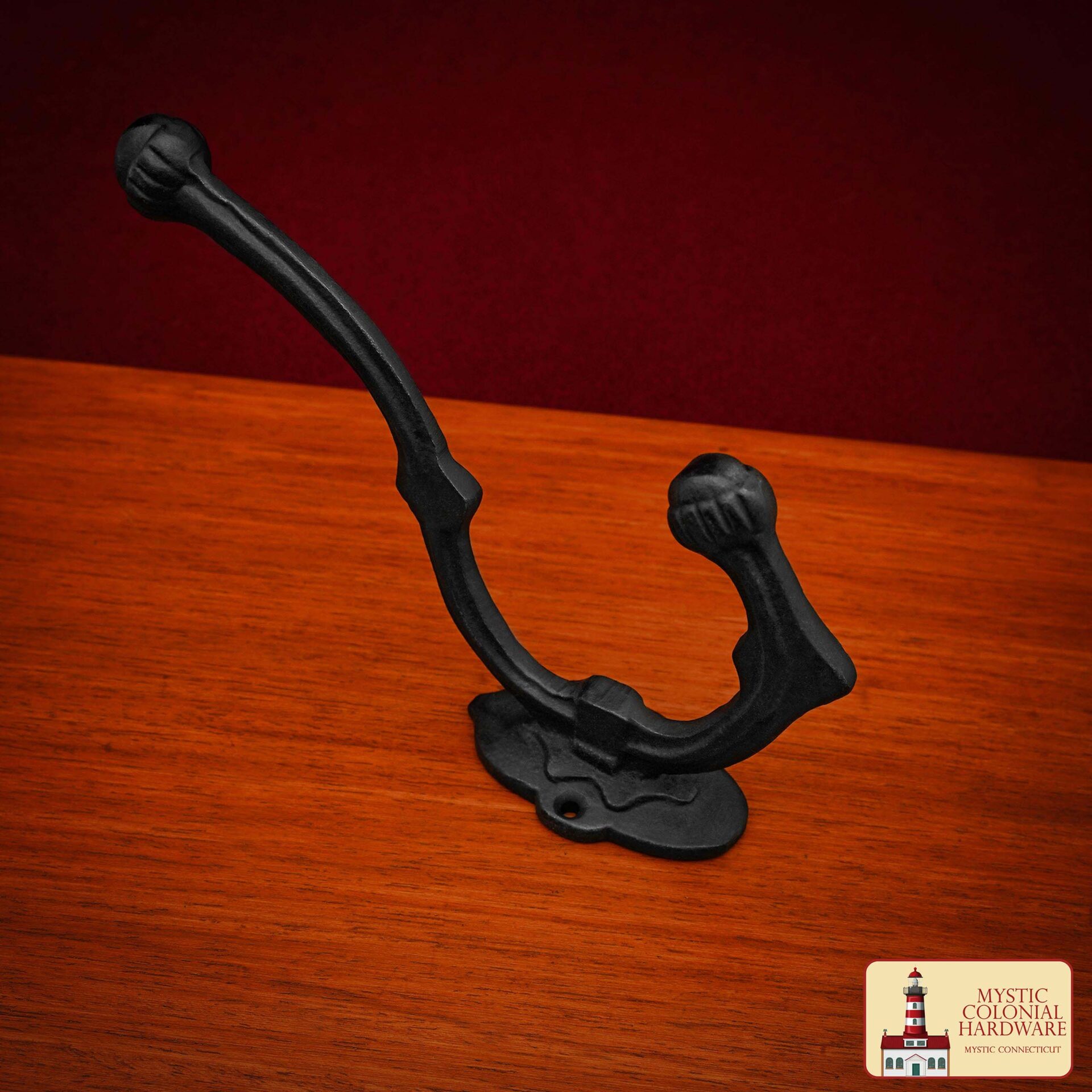 Victorian Era Solid Cast Iron Wall Hooks-500233OBL-2SET 5 Rustic Cast Iron Wall Hooks, Heavy Duty Retro Utility Hooks for Hanging Coat, Bag, Towel, Robe, Hat and More, Black : Large