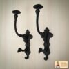 Victorian Era Solid Cast Iron Wall Hooks-500234OBL-2 SET Rustic Cast Iron Wall Hooks