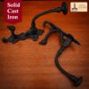 Victorian Era Solid Cast Iron Wall Hooks-500234OBL-2 SET 4 Rustic Cast Iron Wall Hooks