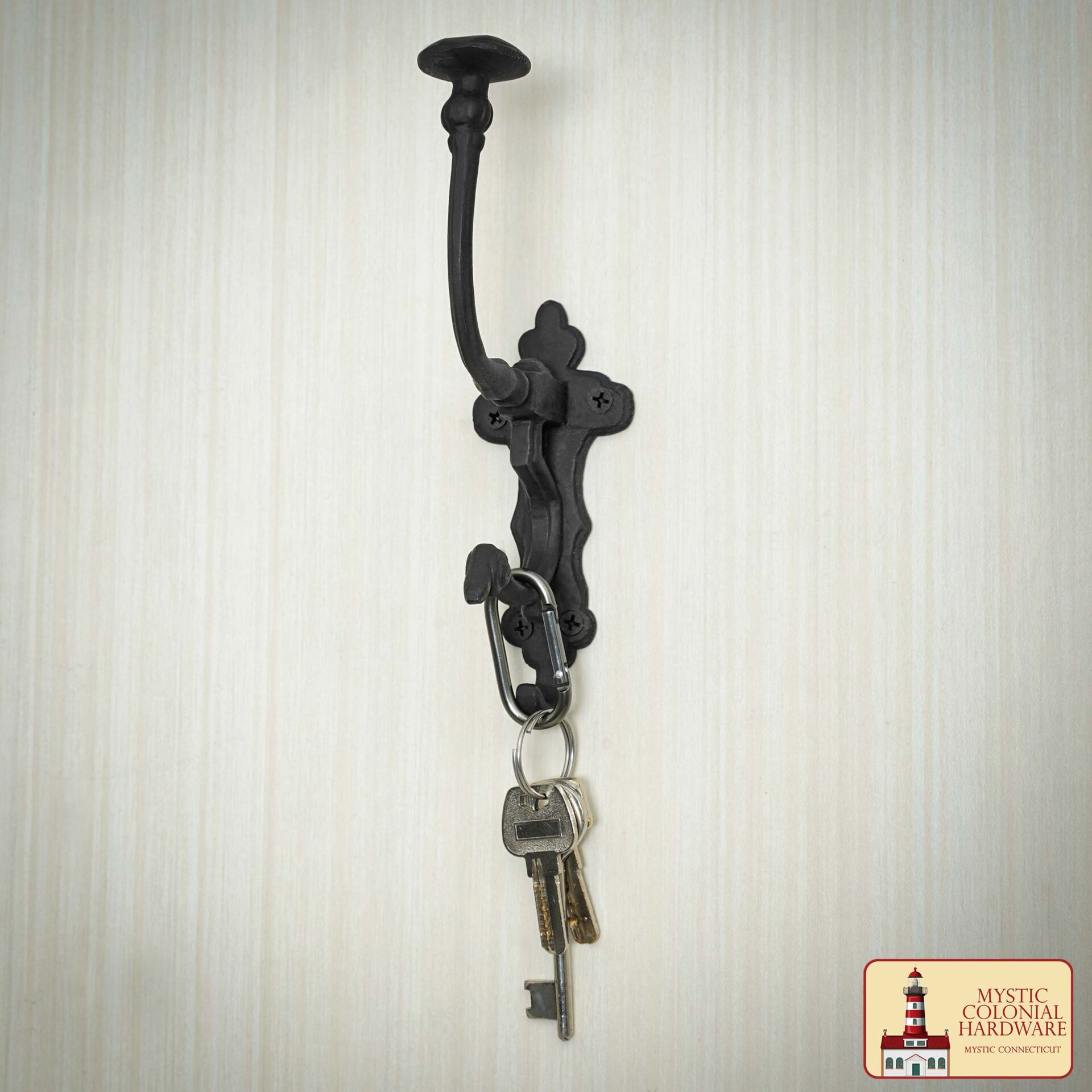 Victorian Era Solid Cast Iron Wall Hooks-500234OBL-2 SET 5 Rustic Cast Iron Wall Hooks