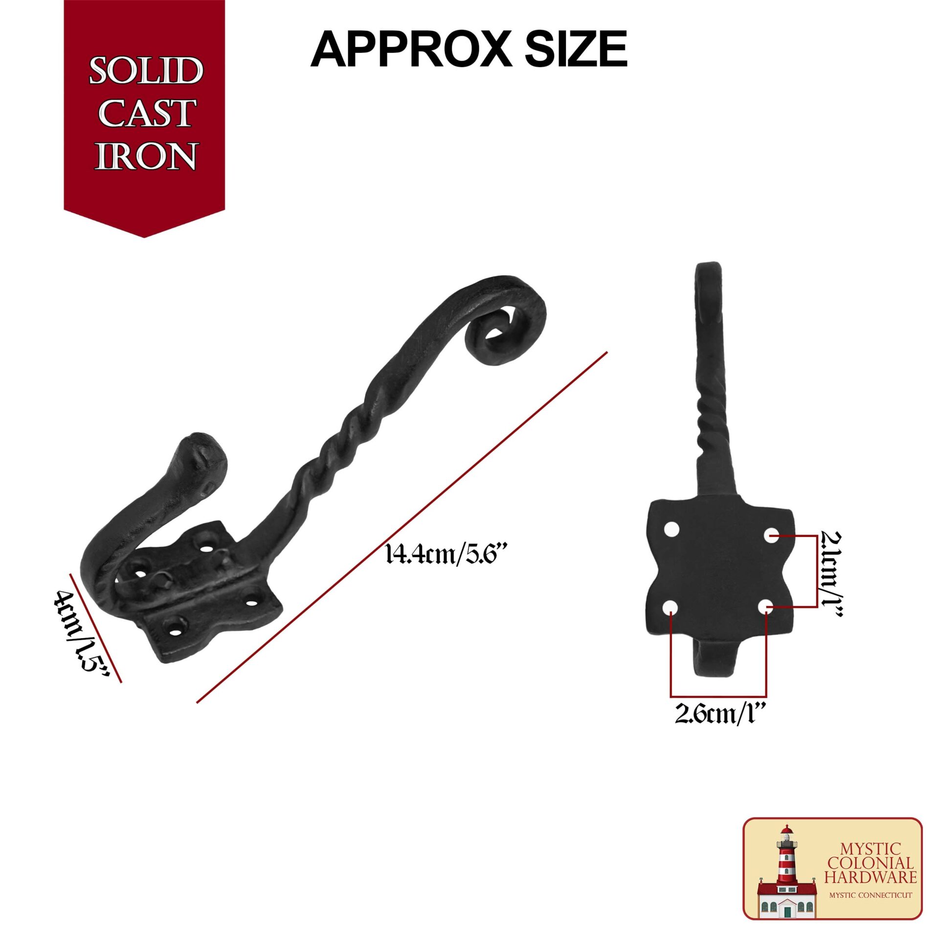 Victorian Era Solid Cast Iron Wall Hooks-500254OB-2SET 2 Hooks