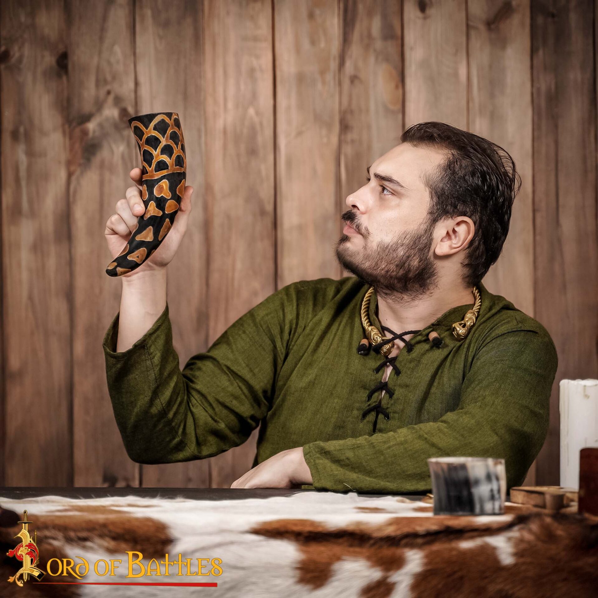 Viking Drinking Horn with Hand-Carved Pattern 4218 7 Viking drinking horn