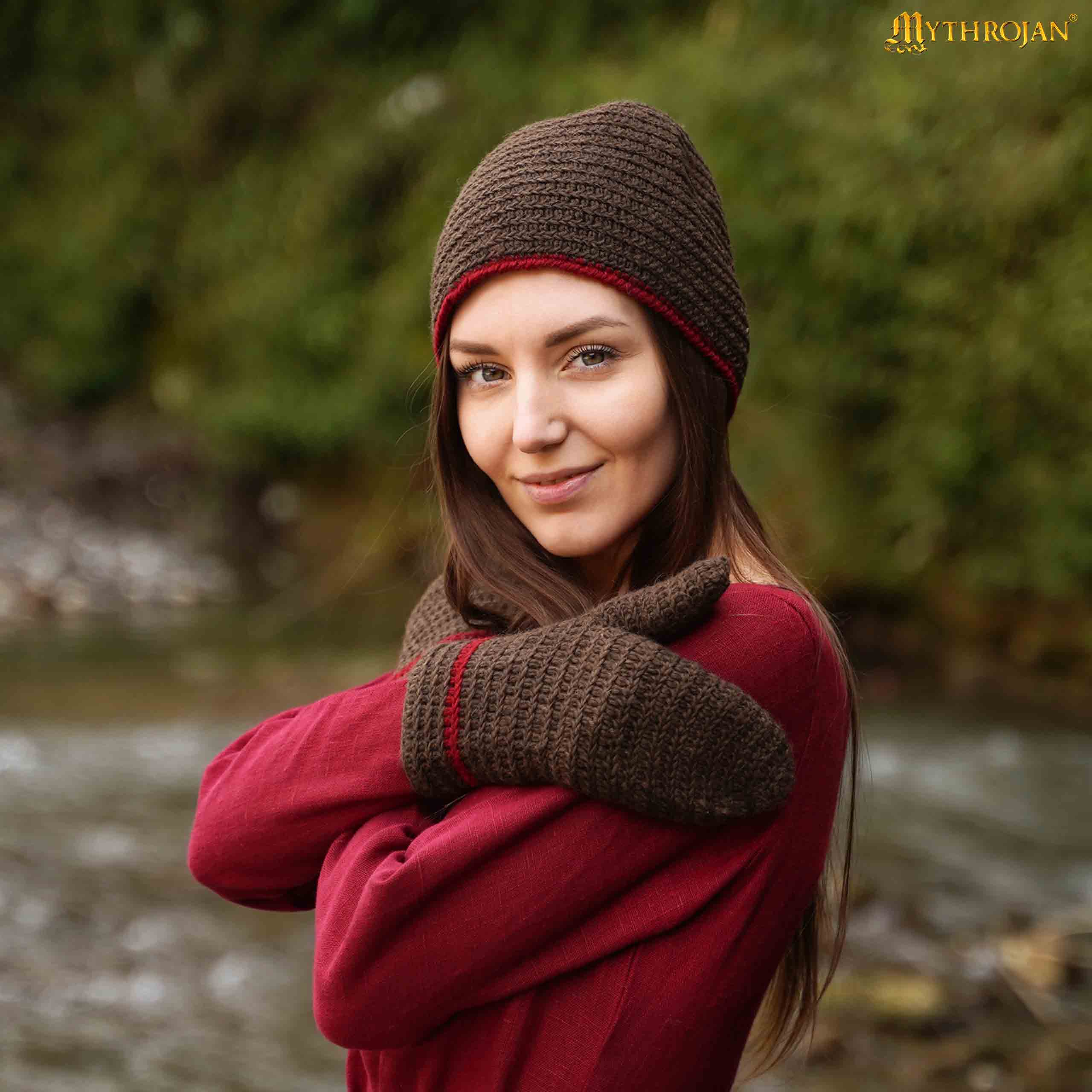 Viking Gloves-301126BRRD 1 Naalbinding Woolen Mittens