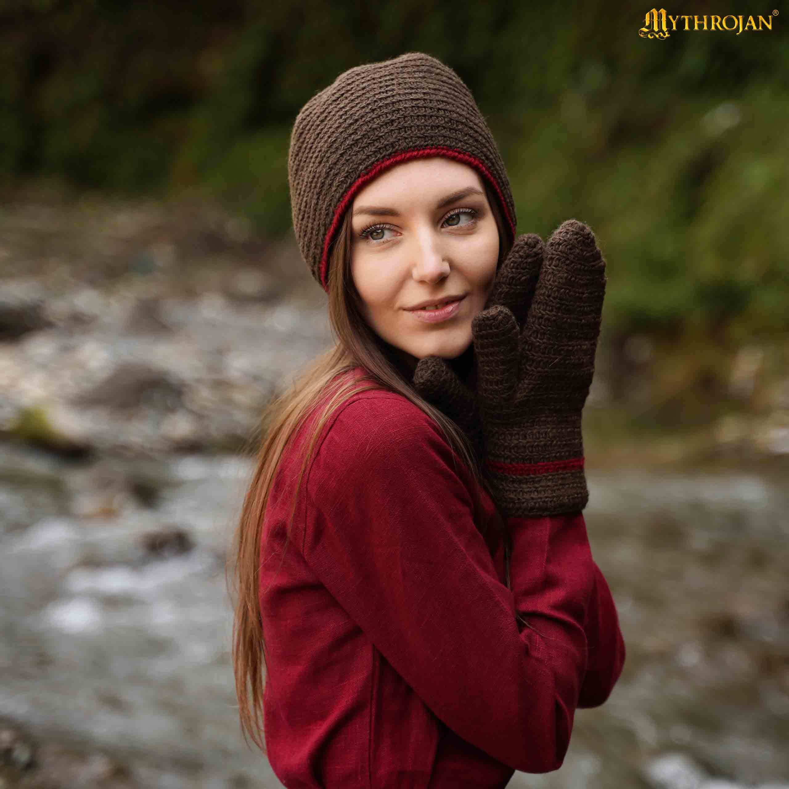 Viking Gloves-301126BRRD 4 Naalbinding Woolen Mittens