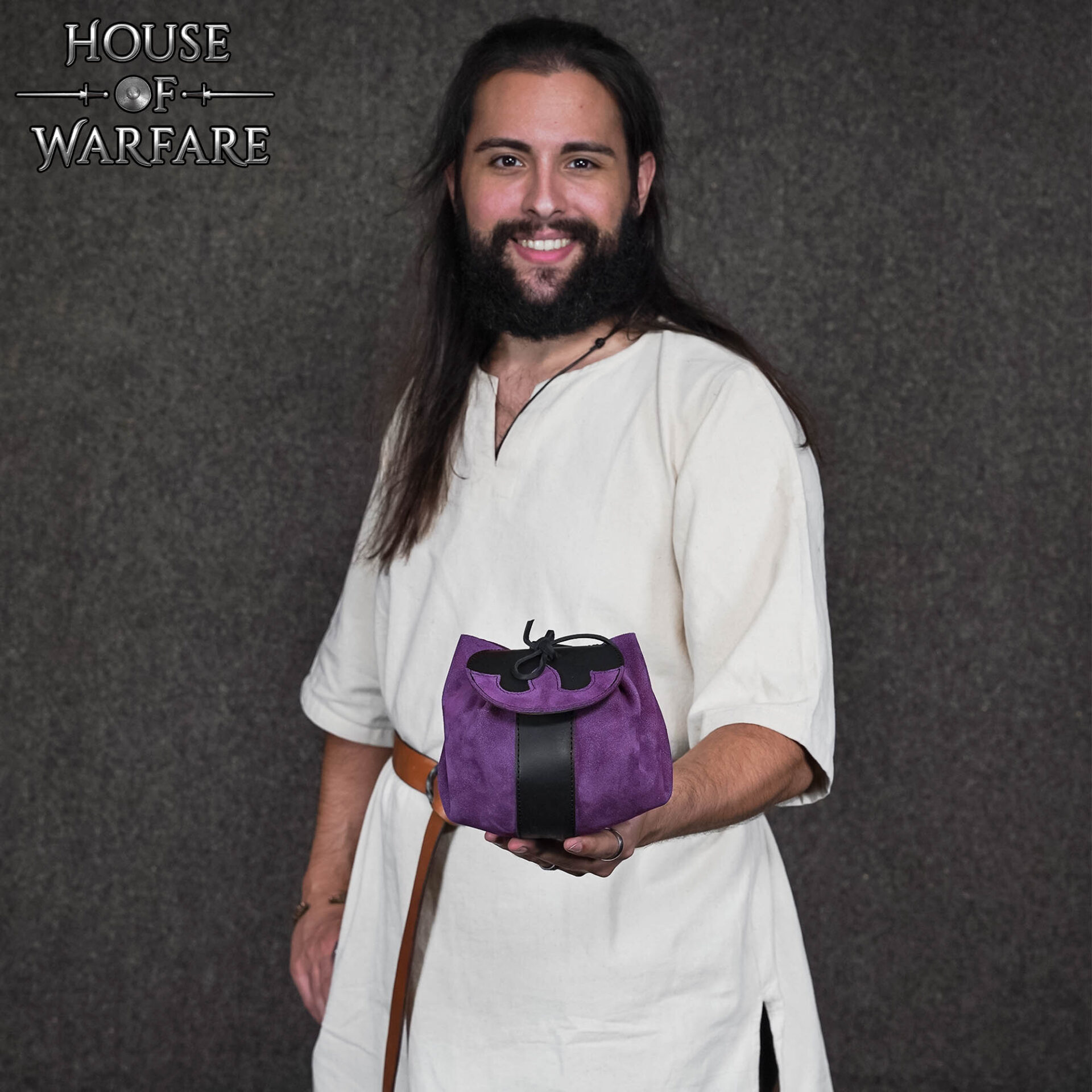 13th Century Medieval Suede Leather Belt Pouch-701855PU 1 Fantasy Barbarian Belt Bag