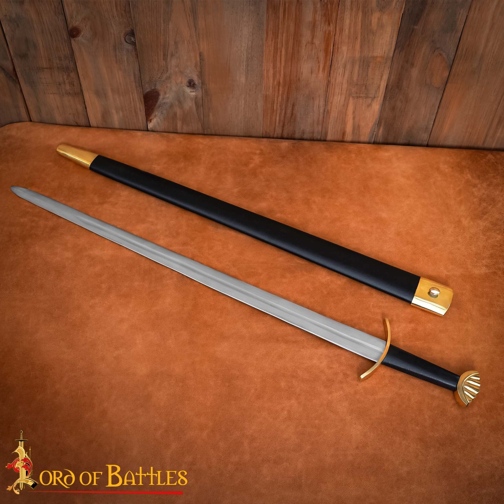 Hand-Forged Viking Steel Sword with Brass Pommel & Leather Scabbard – Collector’s Display Sword Viking sword