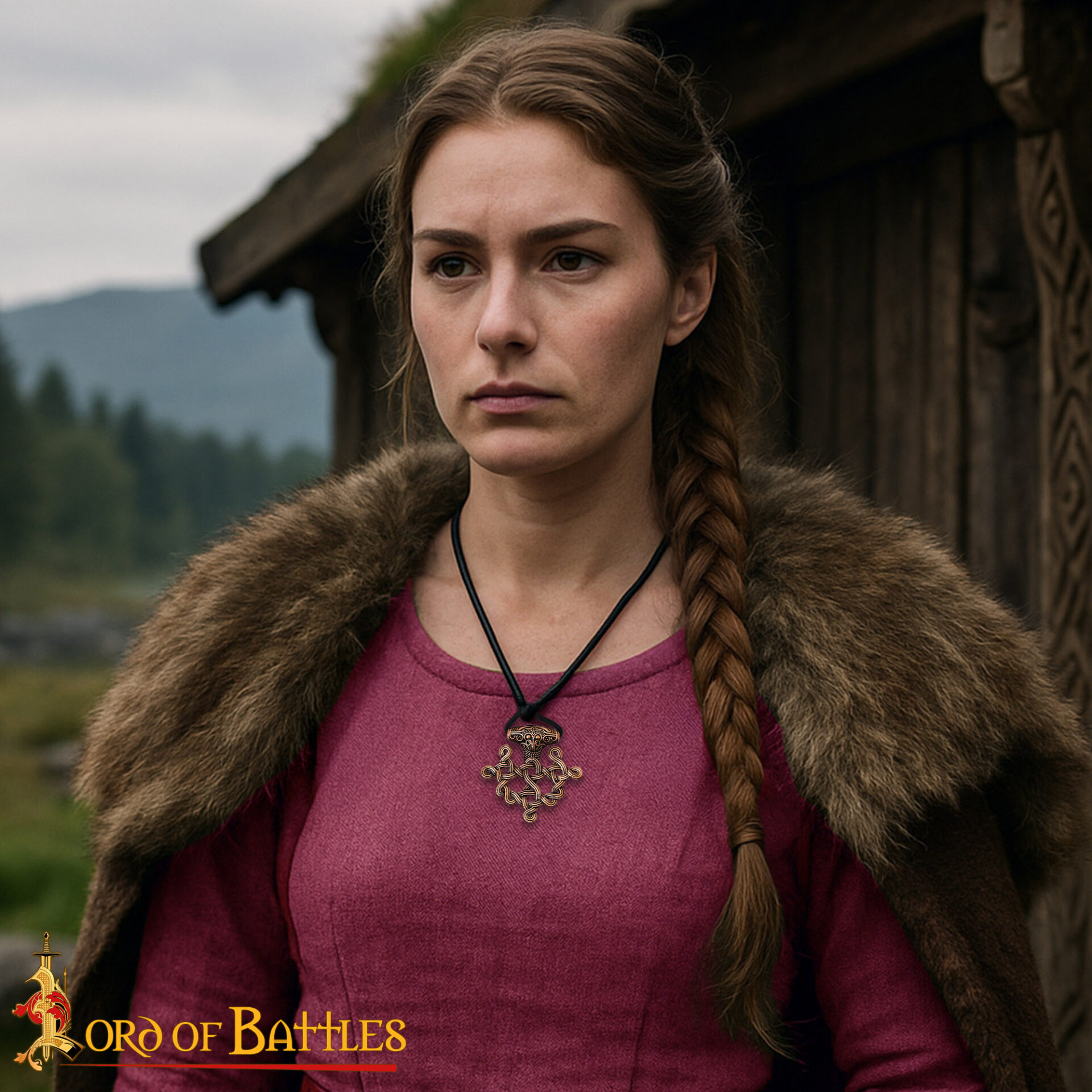 Viking Hiddensee Cross Pendant Solid Bronze with Leather Cord | 9th Century Norse Design Bronze Design Pendant