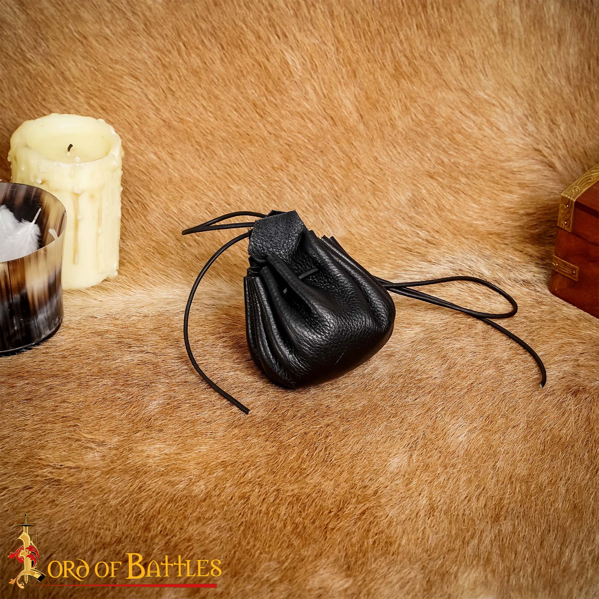 Medieval Belt Coin Pouch-25833BK Medieval Belt Coin Pouch Handcrafted from Genuine Leather