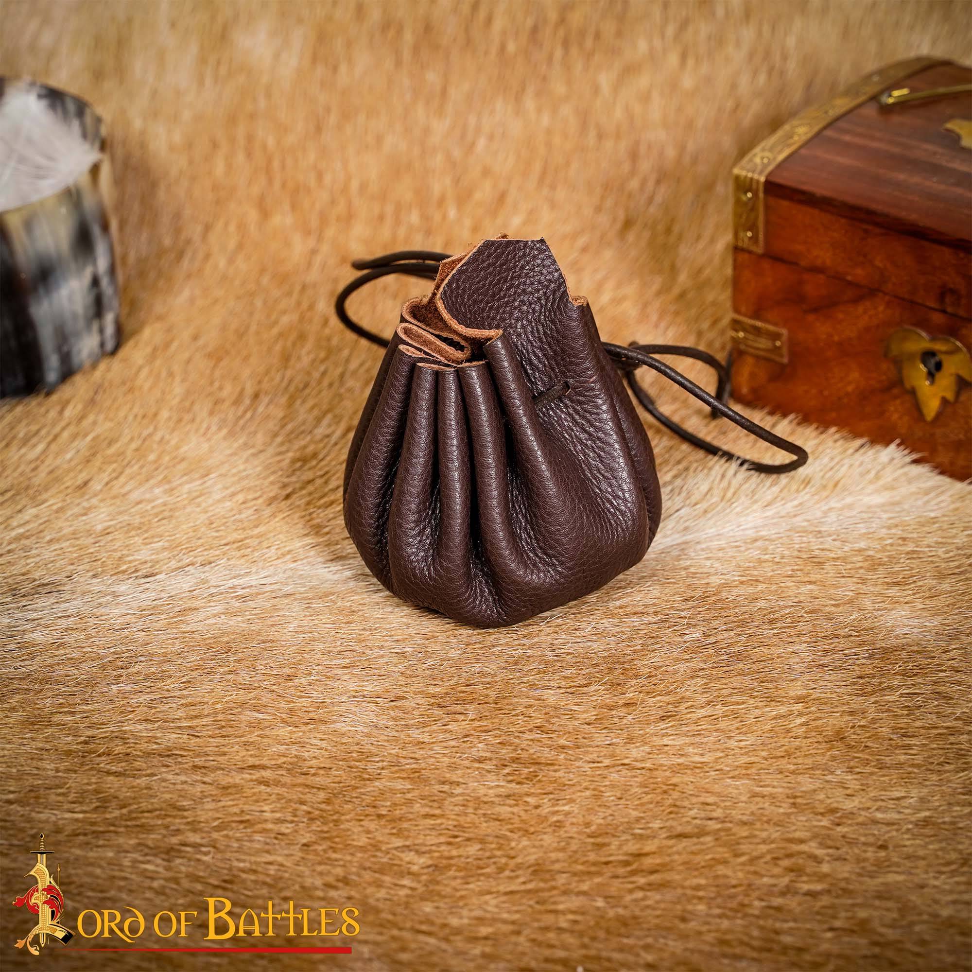Medieval Belt Coin Pouch-25833CBR Medieval Belt Coin Pouch Handcrafted from Genuine Leather