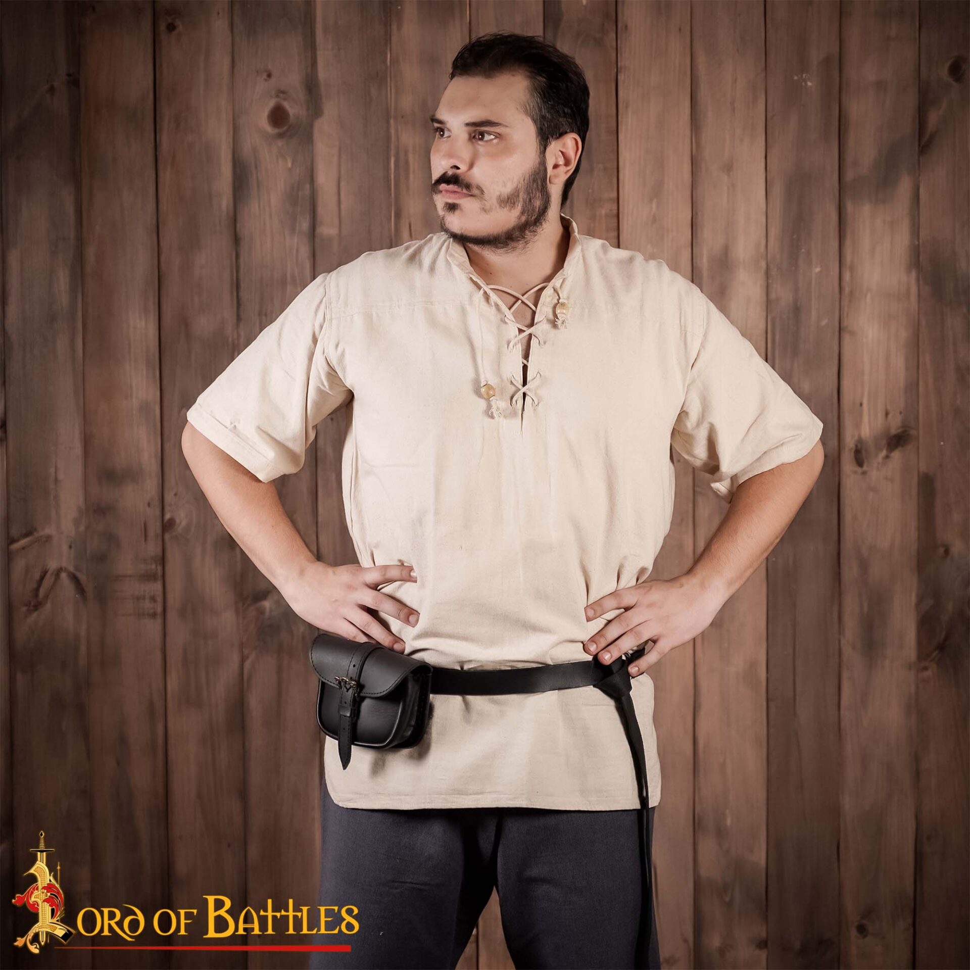 Medieval Leather Belt Pouch-25838BK 1 Handmade Leather Belt Bag