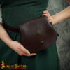 Medieval Leather Belt Pouch-3086BR 1 Leather Round Bag