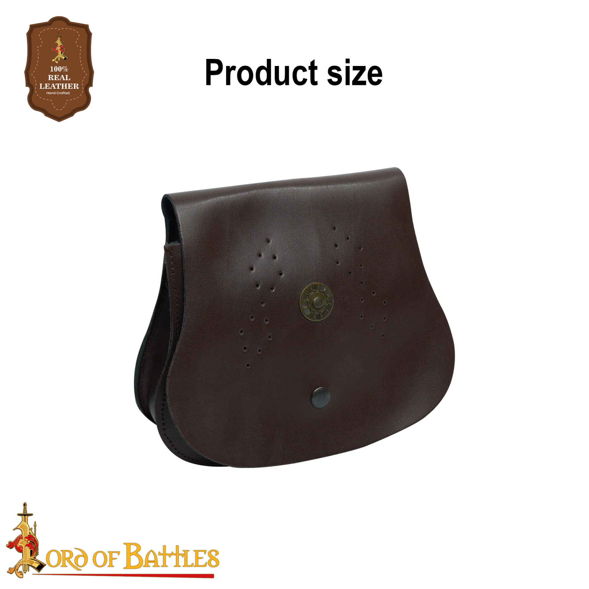 Medieval Leather Belt Pouch-3086BR 2 Leather Round Bag