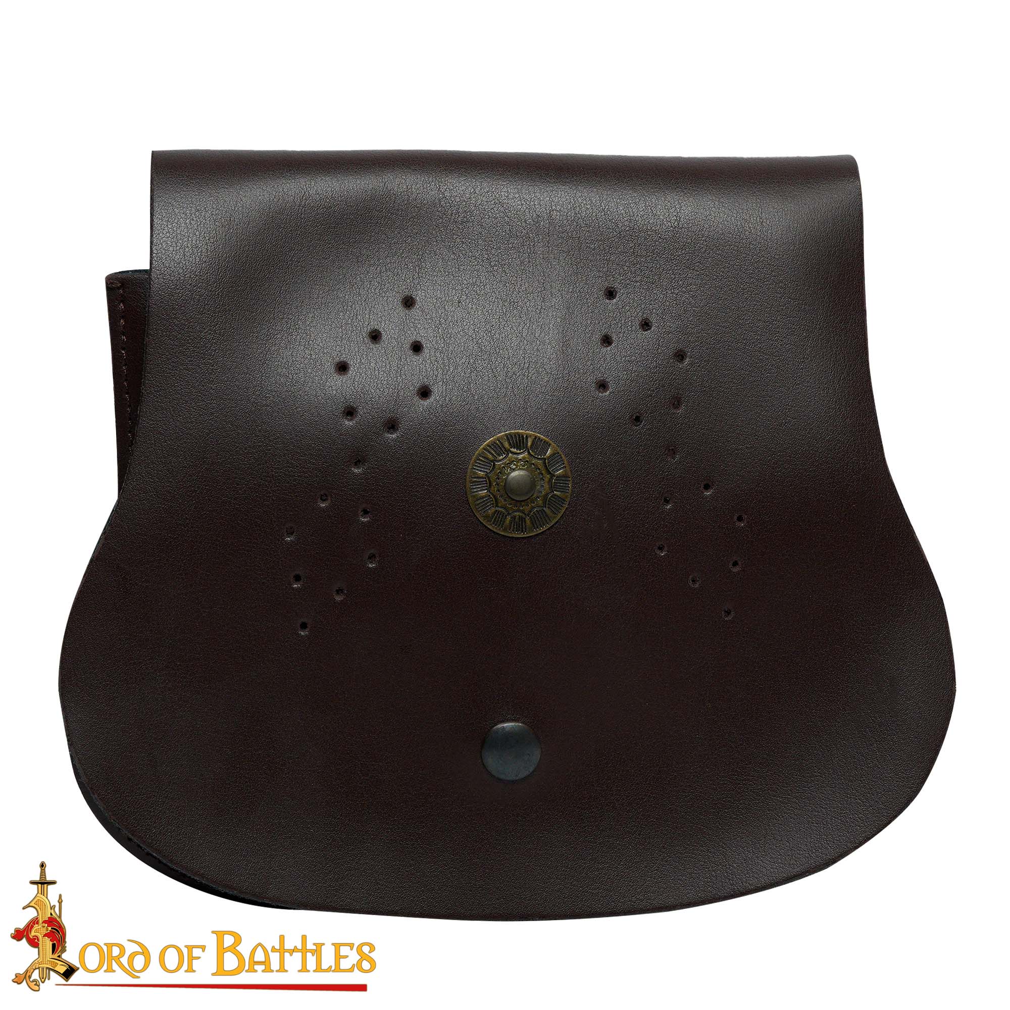Medieval Leather Belt Pouch-3086BR 3 Leather Round Bag
