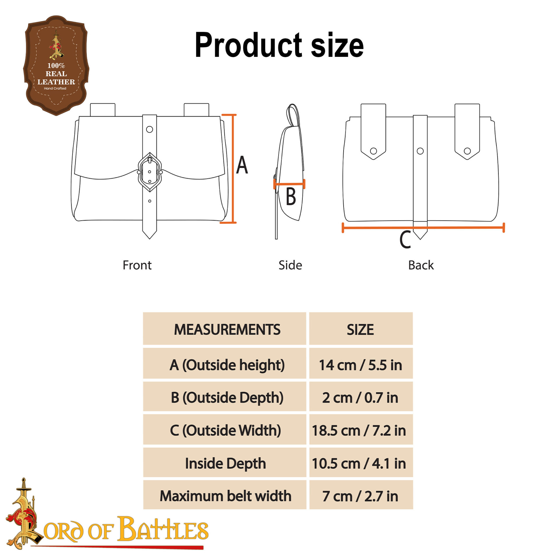 Medieval Leather Belt Pouch-6714BK 2 The Messenger’s Medieval Genuine Leather Belt Pouch