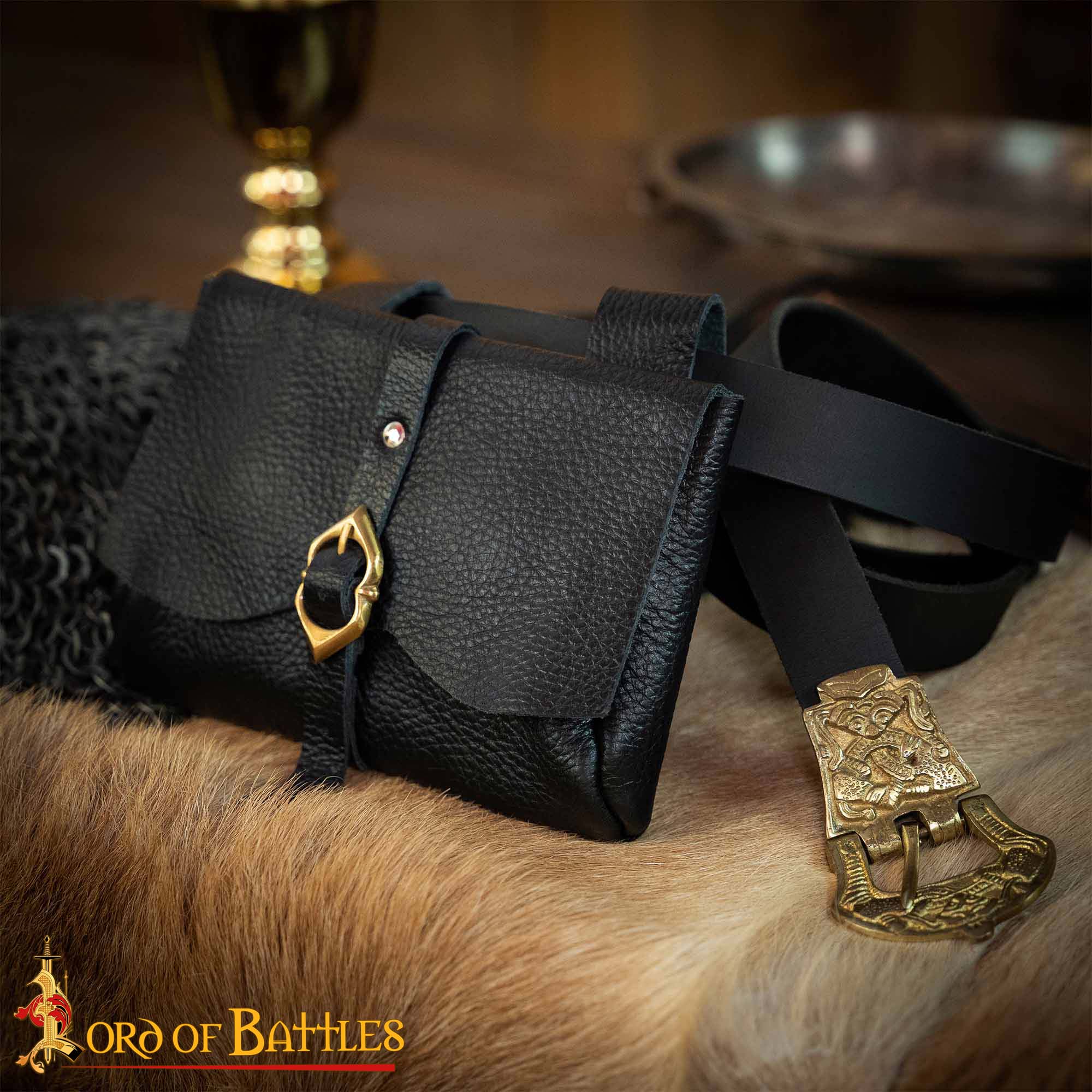 Medieval Leather Belt Pouch-6714BK belt pouch