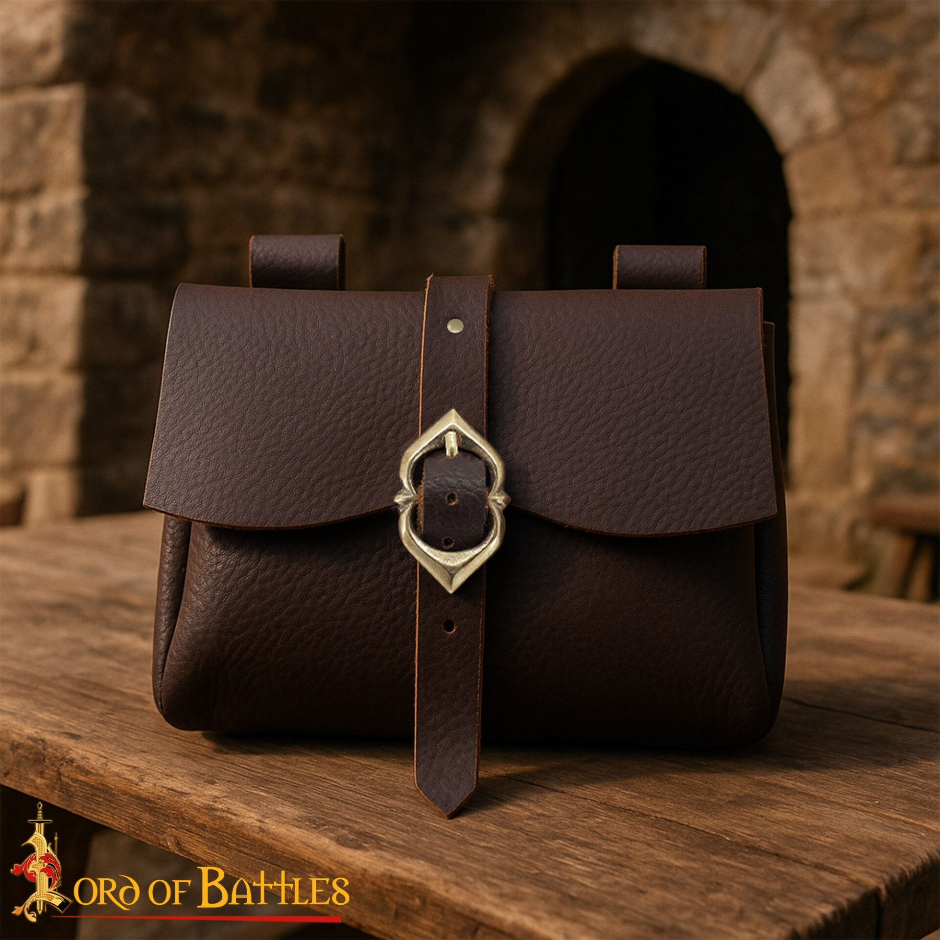 Medieval Leather Belt Pouch-6714BR 7 The Messenger’s Medieval Genuine Leather Belt Pouch