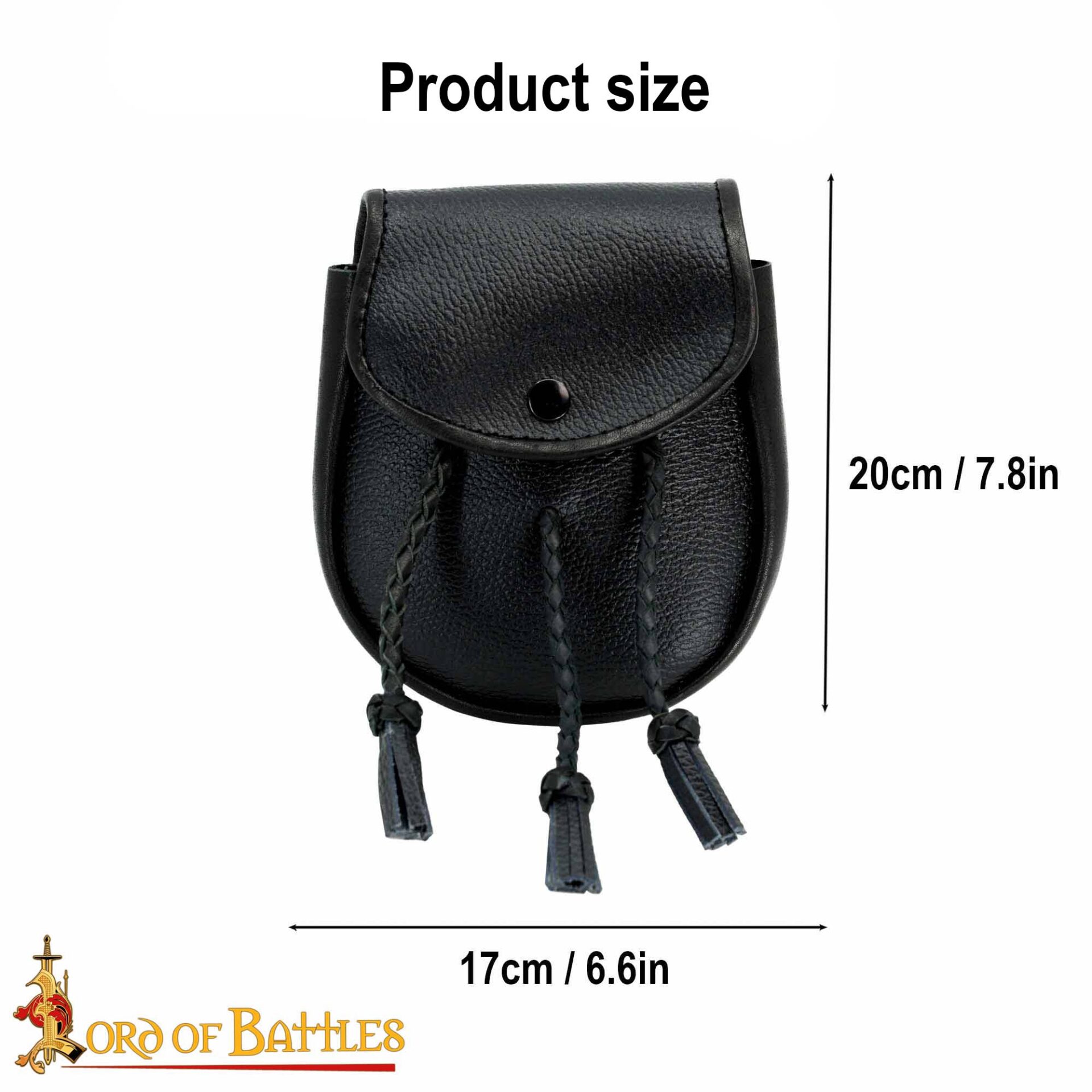 Medieval Leather Belt Pouch-6728BK 2 Medieval Sporran