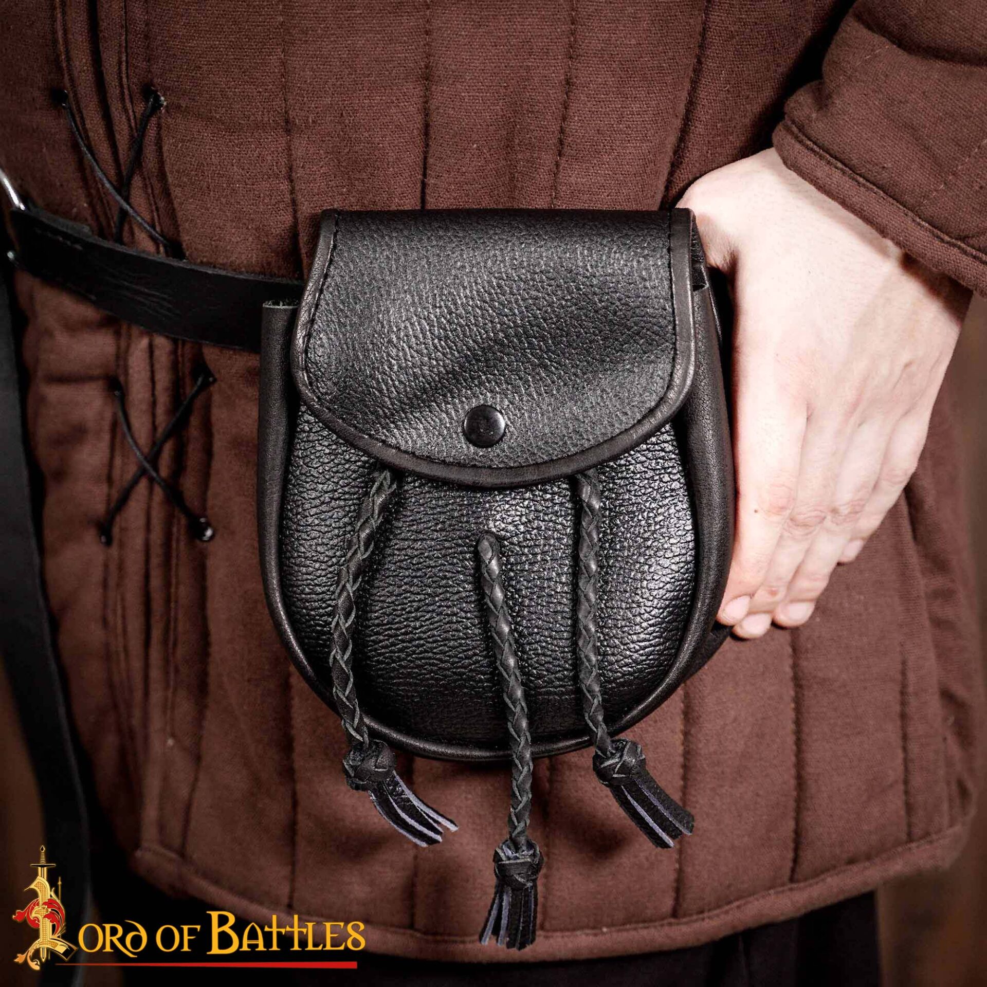 Medieval Leather Belt Pouch-6728BK 5 Medieval Sporran