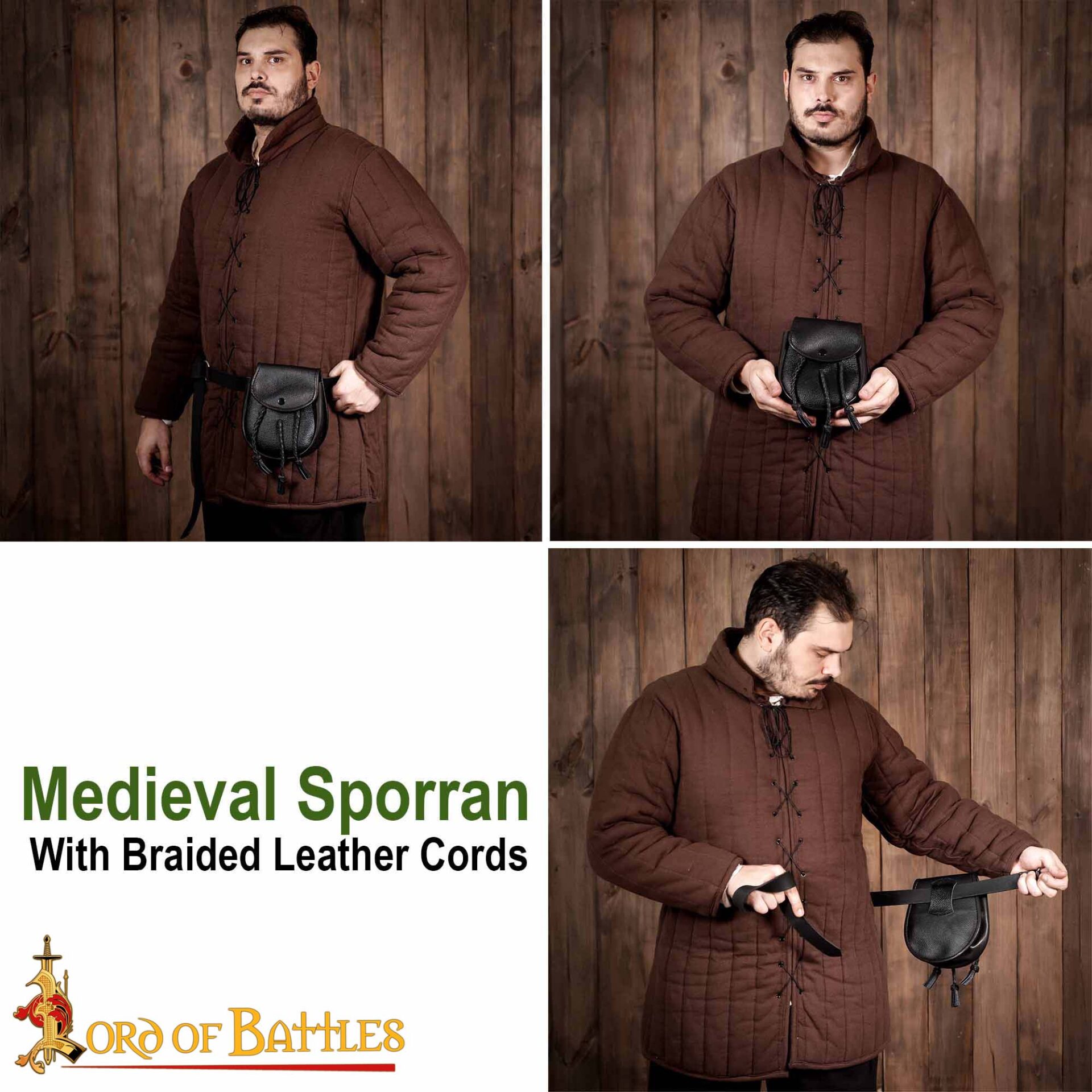 Medieval Leather Belt Pouch-6728BK 8 Medieval Sporran