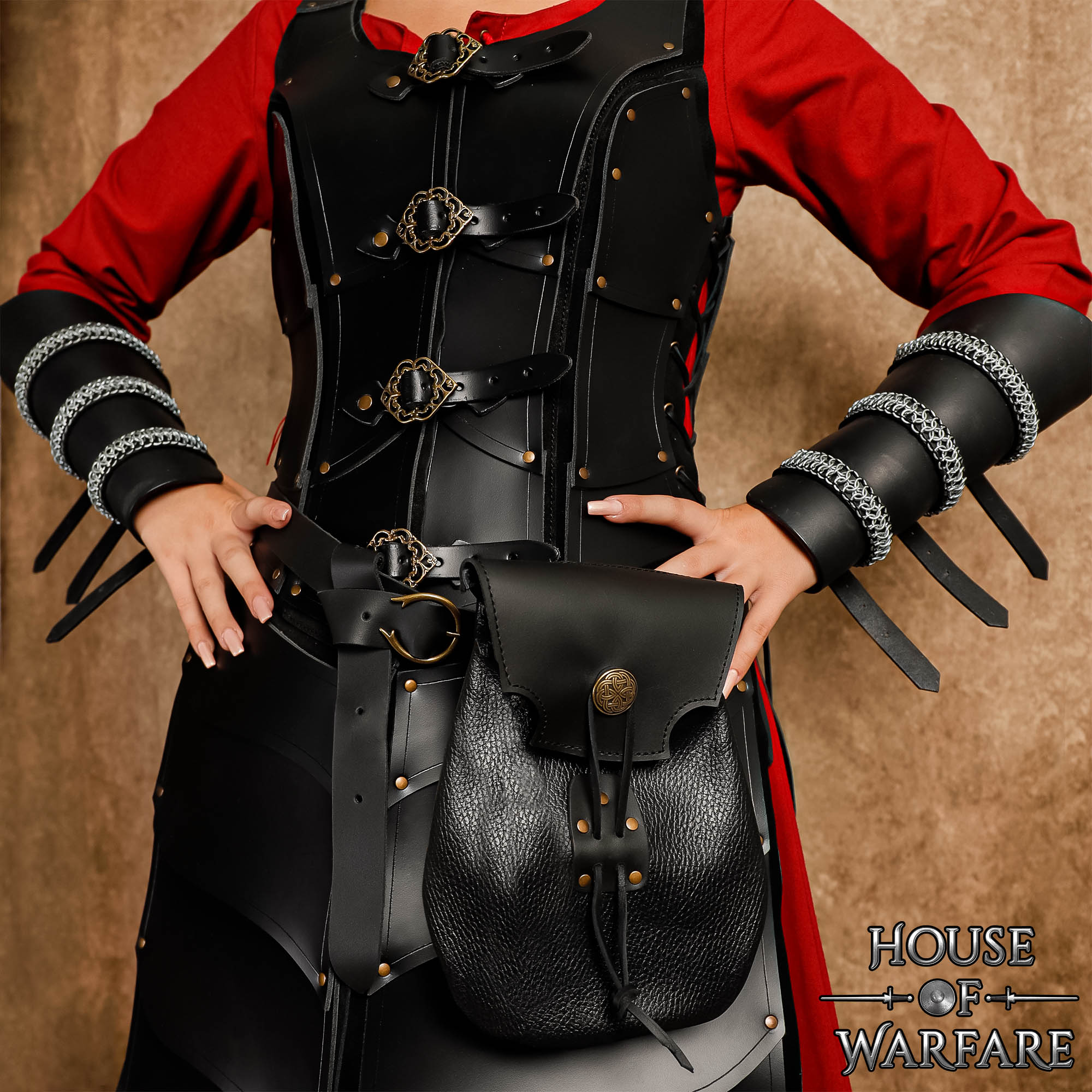 Medieval Leather Belt Pouch-701935BK 4 genuine leather belt bag