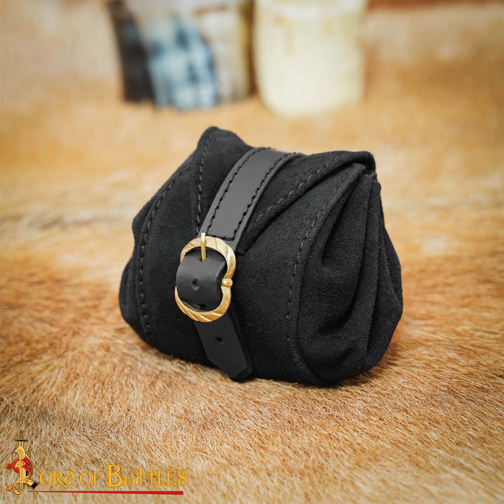Medieval Mini Leather Coin Pouch-60751BK Medieval Mini Coin Pouch Handcrafted from Genuine Leather